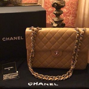 Chanel Vintage Caviar Jumbo Single Flap Bag
